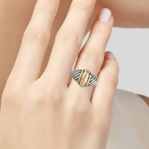 David Yurman Sterling Silver & 14K Yellow Gold ring classic - Picture 4 of 5